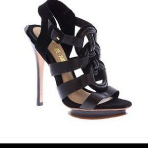 L.A.M.B Black leather  ZED BLKLEA Platform heels Size 10